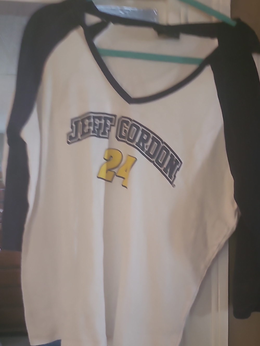 Nascar Jeff Gordon Raglan Pajama Top - White, Black & Yellow